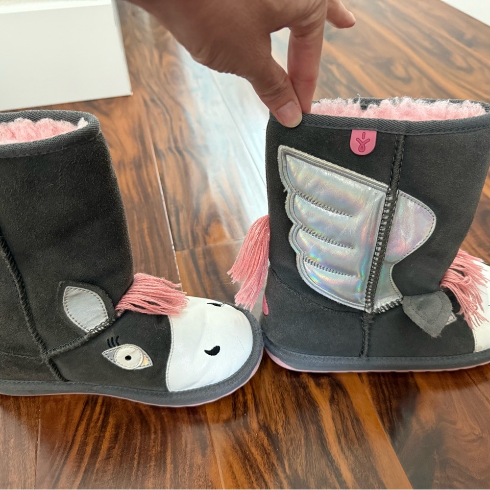 Emu Kids Unicorn Boots with Pink and Gray